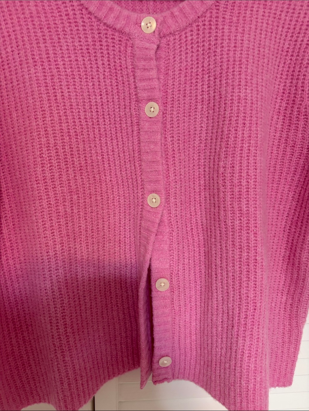 Aerie Bright Pink Short-Sleeve Button Cardigan - Picture 4 of 9